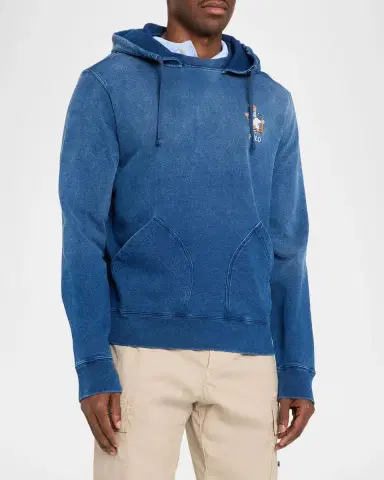 Polo Ralph Lauren Men's Polo Bear Indigo Terry Hoodie | Thumbnail 4 Polo Ralph Lauren Men's Polo Bear Indigo Terry Hoodie | Thumbnail 4