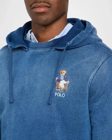 Polo Ralph Lauren Men's Polo Bear Indigo Terry Hoodie | Thumbnail 5 Polo Ralph Lauren Men's Polo Bear Indigo Terry Hoodie | Thumbnail 5