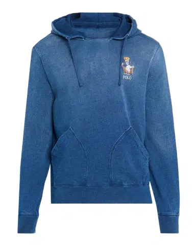 Polo Ralph Lauren Men's Polo Bear Indigo Terry Hoodie | Thumbnail 1 Polo Ralph Lauren Men's Polo Bear Indigo Terry Hoodie | Thumbnail 1