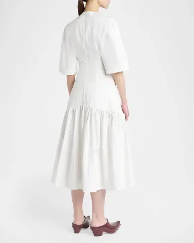Bottega Veneta Cotton Voile Drop-Waist Midi Dress | Thumbnail 3 Bottega Veneta Cotton Voile Drop-Waist Midi Dress | Thumbnail 3