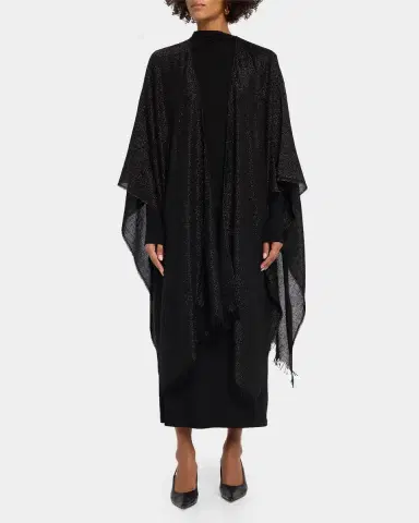 Akris Metallic Wool-Cashmere Cape Scarf | Thumbnail 2