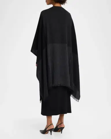 Akris Check Wool-Cashmere Cape Scarf | Thumbnail 3 Akris Check Wool-Cashmere Cape Scarf | Thumbnail 3