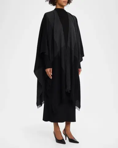 Akris Check Wool-Cashmere Cape Scarf | Thumbnail 4 Akris Check Wool-Cashmere Cape Scarf | Thumbnail 4