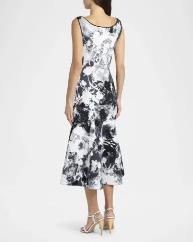 Alexander McQueen Flowers Jacquard Compact Knit Trumpet Midi Dress | Thumbnail 3