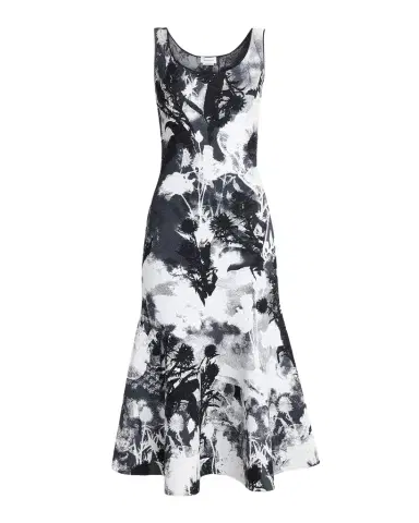 Alexander McQueen Flowers Jacquard Compact Knit Trumpet Midi Dress | Thumbnail 1