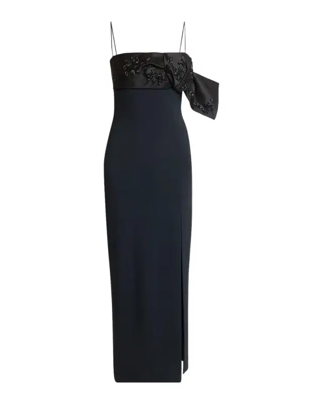 Givenchy Sleeveless Embellished Bow Sliced Maxi Dress