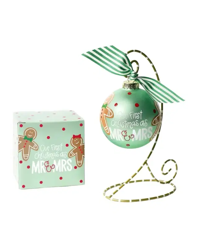 Coton Colors Our First Christmas as Mr. & Mrs. Gingerbread Christmas Ornament with Stand