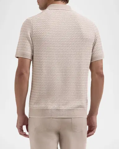 Bugatchi Men's Textured Cotton Polo Shirt | Thumbnail 3