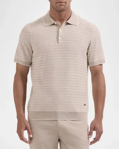 Bugatchi Men's Textured Cotton Polo Shirt | Thumbnail 4