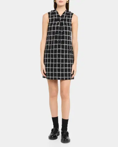 Thom Browne V-Neck Frayed Windowpane Tweed Mini Cardigan Dress | Thumbnail 2 Thom Browne V-Neck Frayed Windowpane Tweed Mini Cardigan Dress | Thumbnail 2