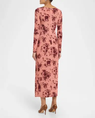 Lela Rose Floral Printed Jersey Long-Sleeve Midi Dress | Thumbnail 3 Lela Rose Floral Printed Jersey Long-Sleeve Midi Dress | Thumbnail 3