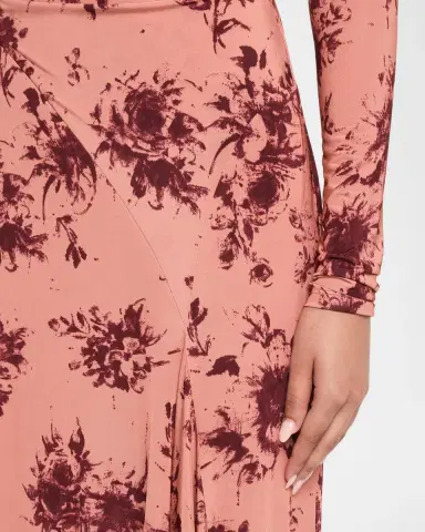 Lela Rose Floral Printed Jersey Long-Sleeve Midi Dress | Thumbnail 5 Lela Rose Floral Printed Jersey Long-Sleeve Midi Dress | Thumbnail 5