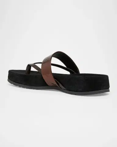 Dries Van Noten Mosaicon Metallic Leather Flat Thong Sandals | Thumbnail 2