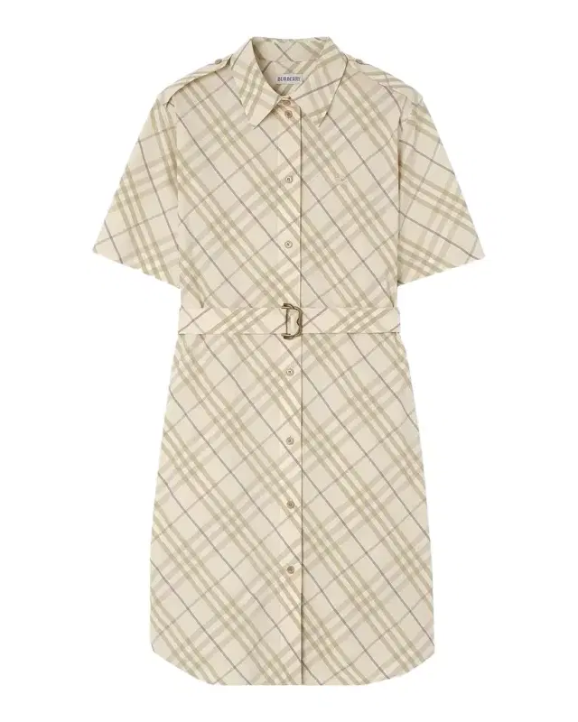 Burberry Georgina Check Belted Cotton Mini Shirtdress