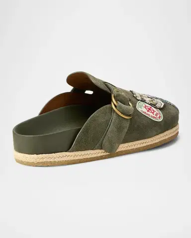 Polo Ralph Lauren Men's Turbach Logo-Patch Suede Clog Sandals | Thumbnail 3