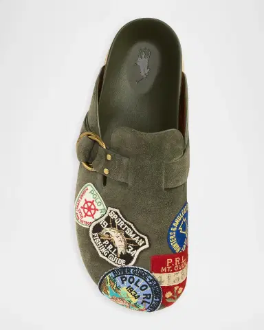 Polo Ralph Lauren Men's Turbach Logo-Patch Suede Clog Sandals | Thumbnail 5