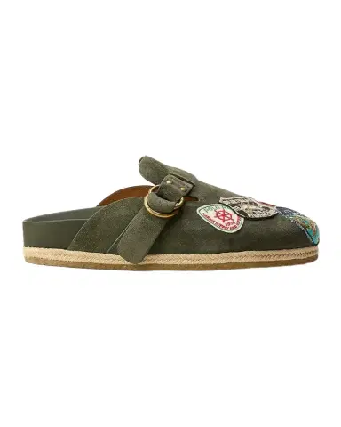 Polo Ralph Lauren Men's Turbach Logo-Patch Suede Clog Sandals | Thumbnail 1