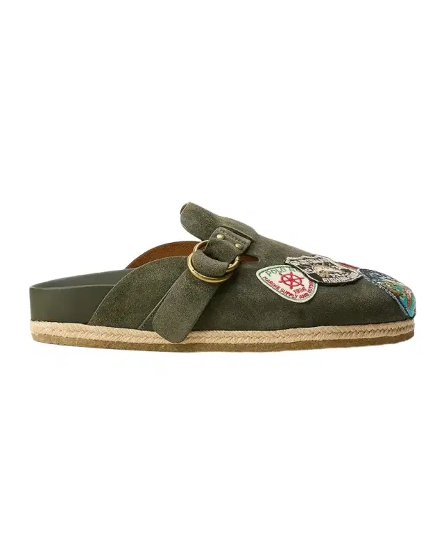Polo Ralph Lauren Men's Turbach Logo-Patch Suede Clog Sandals