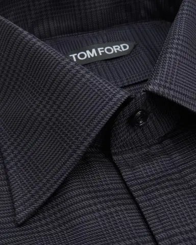 TOM FORD Boutique Men's Cotton Prince of Wales Classic-Fit Dress Shirt | Thumbnail 2 TOM FORD Boutique Men's Cotton Prince of Wales Classic-Fit Dress Shirt | Thumbnail 2