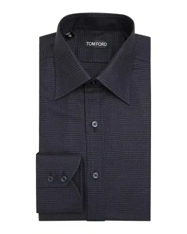 TOM FORD Boutique Men's Cotton Prince of Wales Classic-Fit Dress Shirt | Thumbnail 3 TOM FORD Boutique Men's Cotton Prince of Wales Classic-Fit Dress Shirt | Thumbnail 3