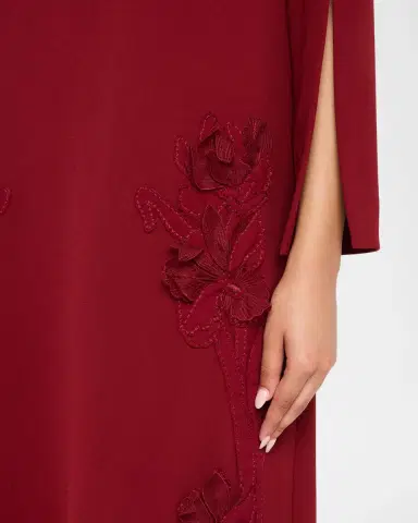 Lela Rose Floral Organza Embroidered Off-The-Shoulder Crepe Gown | Thumbnail 5 Lela Rose Floral Organza Embroidered Off-The-Shoulder Crepe Gown | Thumbnail 5