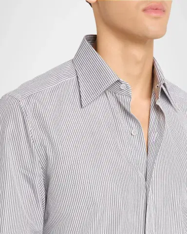 TOM FORD Boutique Men's Cotton Stripe Classic-Fit Dress Shirt | Thumbnail 5