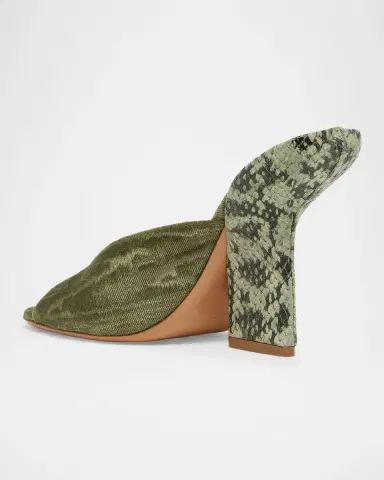 Dries Van Noten 120mm Velvet and Snake-Effect Leather Mules | Thumbnail 4