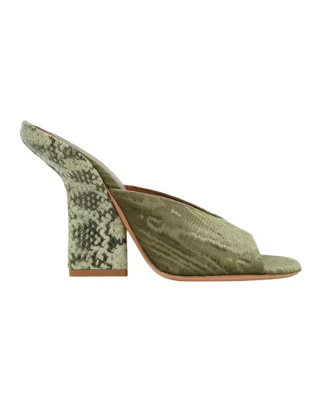 Dries Van Noten 120mm Velvet and Snake-Effect Leather Mules