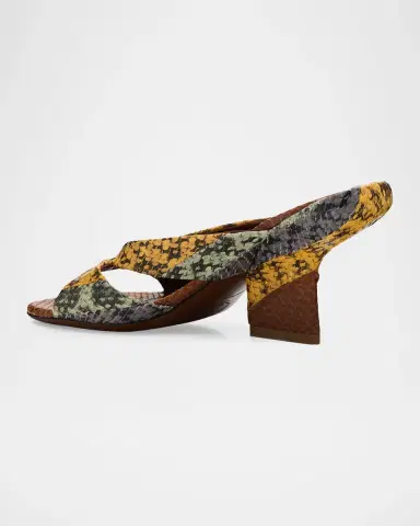Dries Van Noten 95mm Snakeskin-Embossed Leather Mules | Thumbnail 2