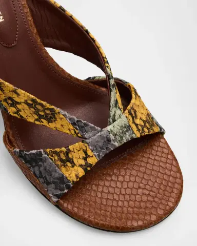Dries Van Noten 95mm Snakeskin-Embossed Leather Mules | Thumbnail 3
