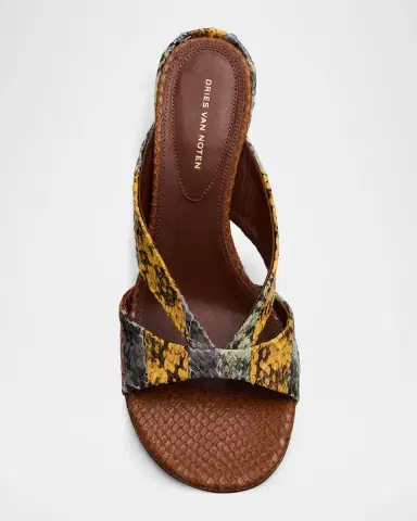 Dries Van Noten 95mm Snakeskin-Embossed Leather Mules | Thumbnail 4