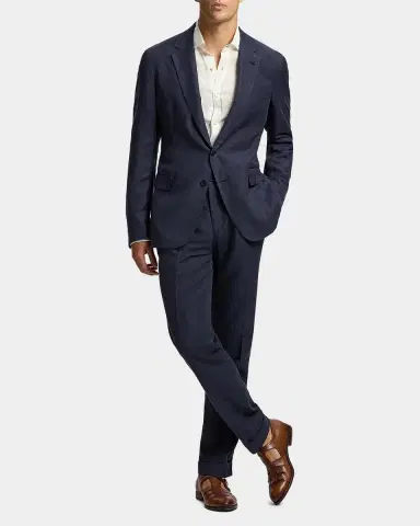 Ralph Lauren Purple Label Men's Hadley Hand-Tailored Silk-Linen Jacket | Thumbnail 2