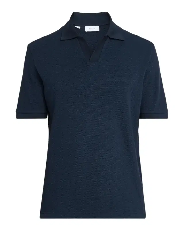 Eton Men's Waffle Open-Collar Polo Shirt
