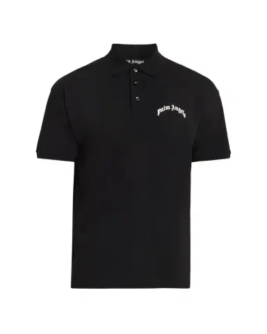 Palm Angels Men's Curved Logo Cotton Polo Shirt | Thumbnail 1