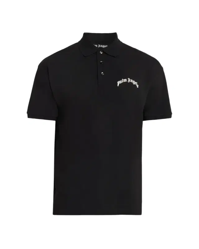 Palm Angels Men's Curved Logo Cotton Polo Shirt