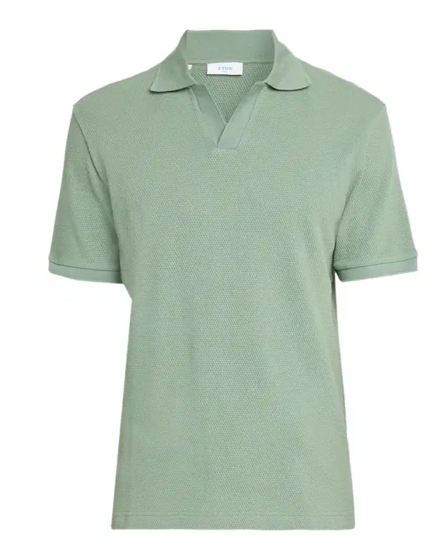 Eton Men's Waffle Open-Collar Polo Shirt