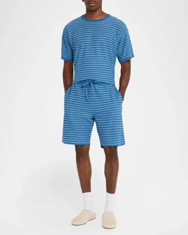 The Elder Statesman Men's Cotton and Linen Stripe Drawstring Shorts | Thumbnail 2