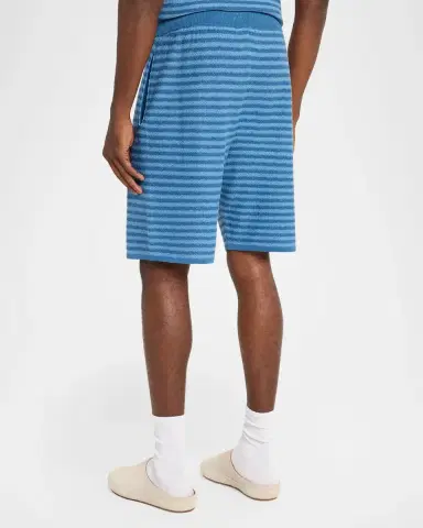 The Elder Statesman Men's Cotton and Linen Stripe Drawstring Shorts | Thumbnail 3