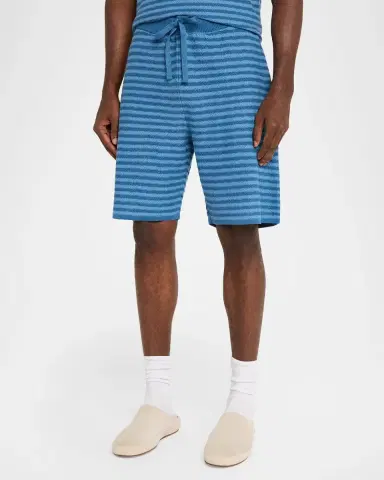 The Elder Statesman Men's Cotton and Linen Stripe Drawstring Shorts | Thumbnail 4