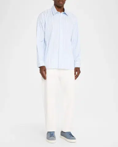 Simkhai Men's Tristan Polyester Stripe Button-Front Shirt | Thumbnail 2