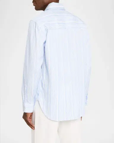 Simkhai Men's Tristan Polyester Stripe Button-Front Shirt | Thumbnail 3