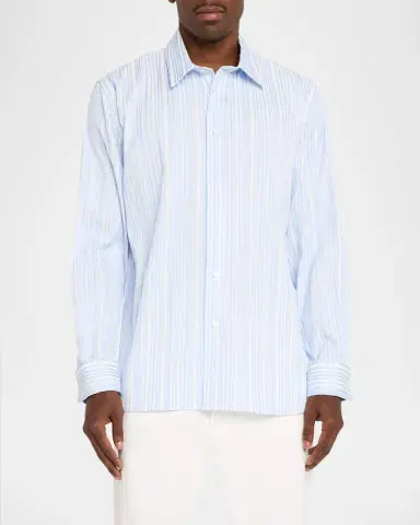 Simkhai Men's Tristan Polyester Stripe Button-Front Shirt | Thumbnail 4