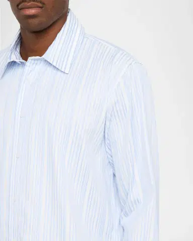 Simkhai Men's Tristan Polyester Stripe Button-Front Shirt | Thumbnail 5