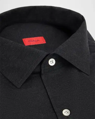 Isaia Men's Cotton and Linen Solid Dress Shirt | Thumbnail 2 Isaia Men's Cotton and Linen Solid Dress Shirt | Thumbnail 2
