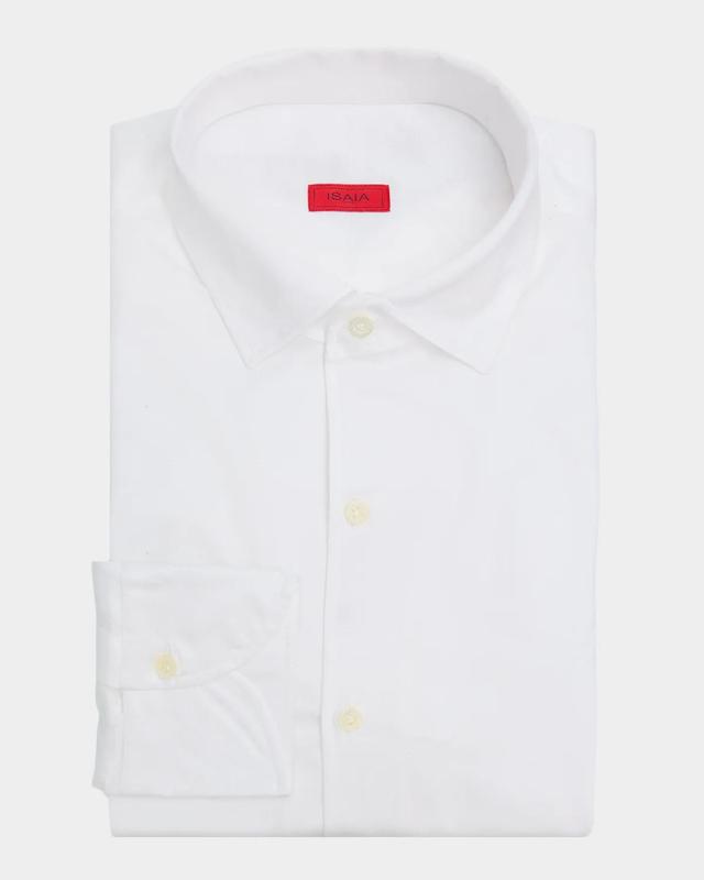 Isaia Men's Cotton and Linen Solid Dress Shirt