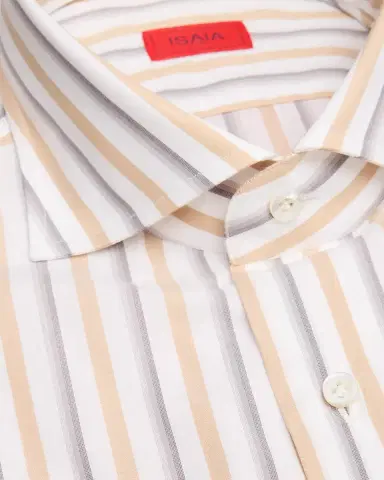Isaia Men's Cotton and Linen Stripe Dress Shirt | Thumbnail 2 Isaia Men's Cotton and Linen Stripe Dress Shirt | Thumbnail 2