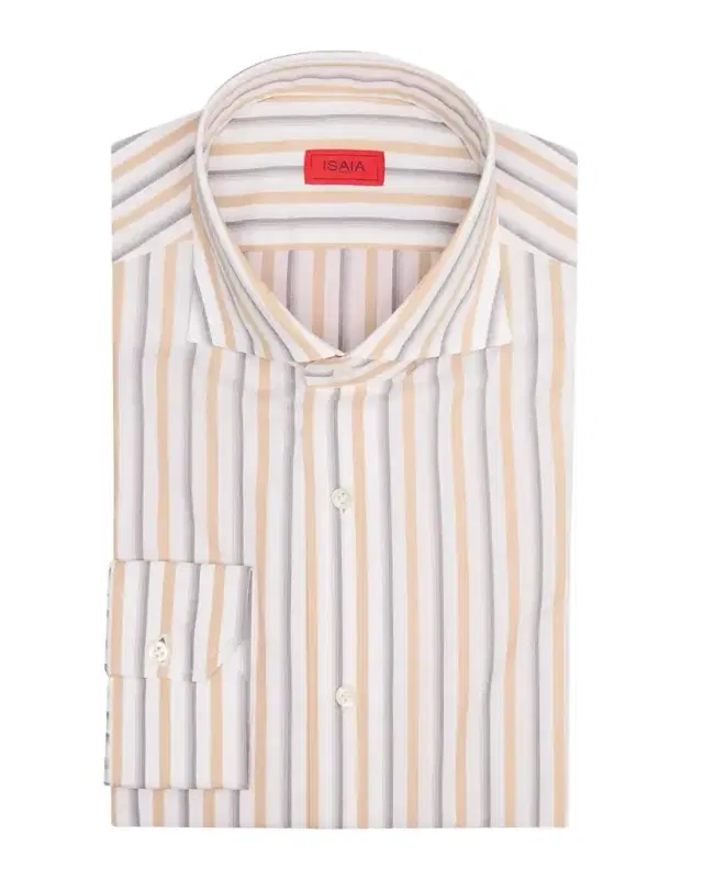 Isaia Men's Cotton and Linen Stripe Dress Shirt