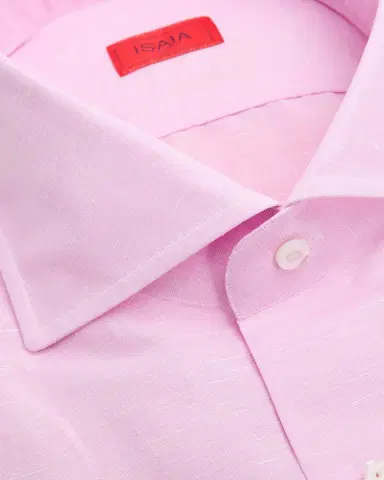Isaia Men's Cotton and Linen Solid Dress Shirt | Thumbnail 2 Isaia Men's Cotton and Linen Solid Dress Shirt | Thumbnail 2