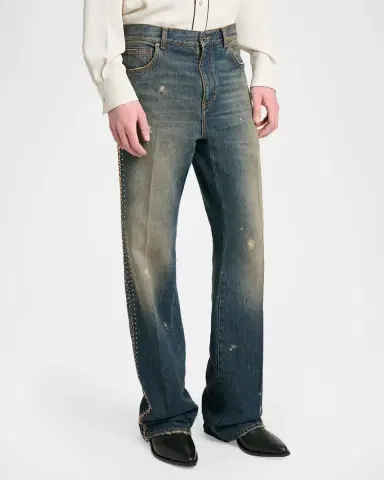 AMIRI Men's MA Fit Star Studded-Trim Jeans | Thumbnail 4 AMIRI Men's MA Fit Star Studded-Trim Jeans | Thumbnail 4