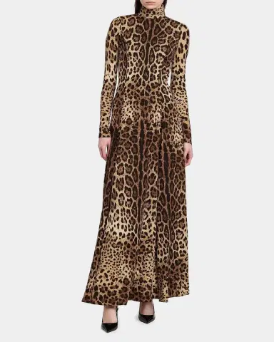 Dolce & Gabbana Leopard Silk Charmeuse Maxi Dress | Thumbnail 2 Dolce & Gabbana Leopard Silk Charmeuse Maxi Dress | Thumbnail 2